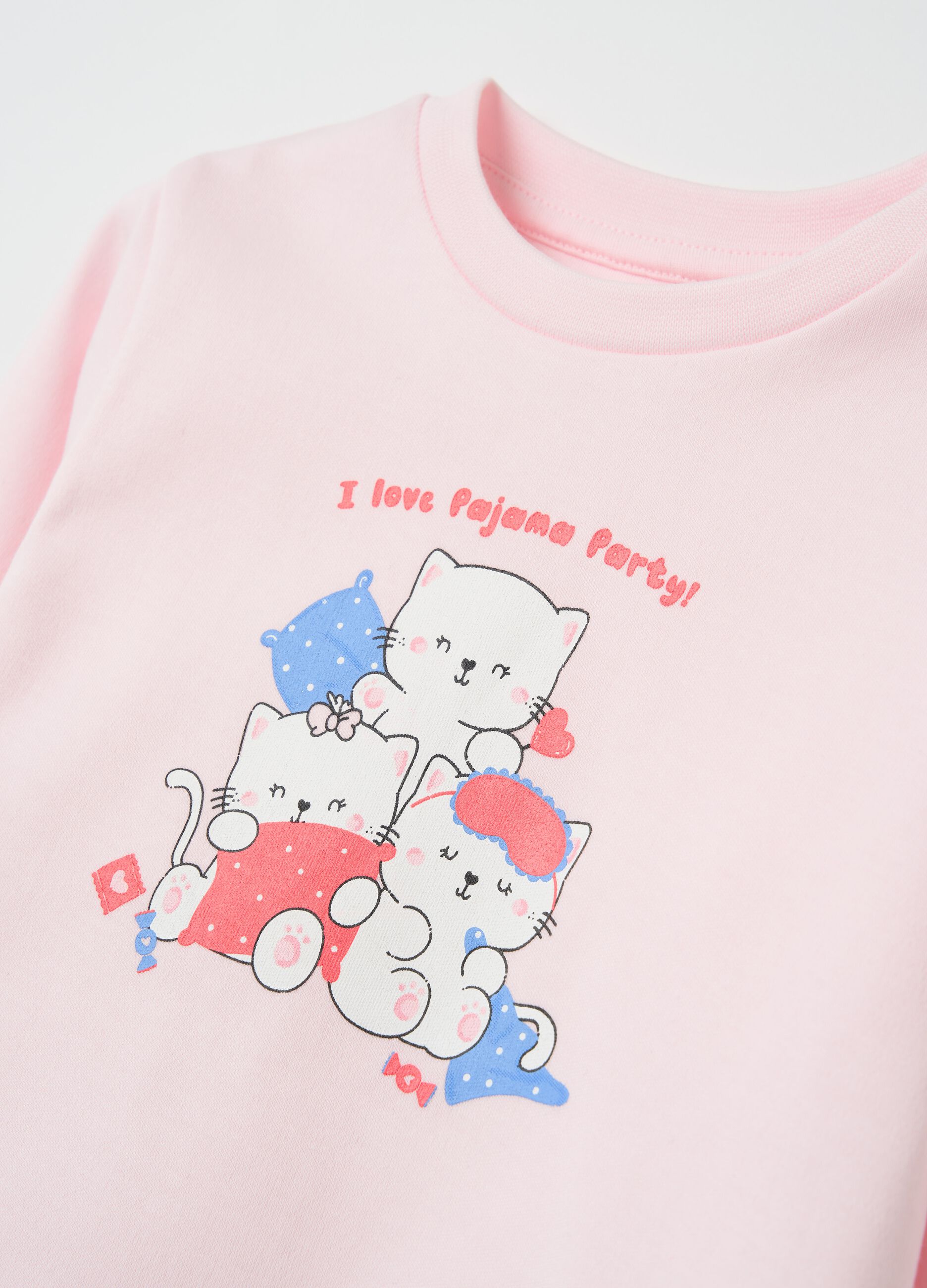 Long pyjamas with print in cotton