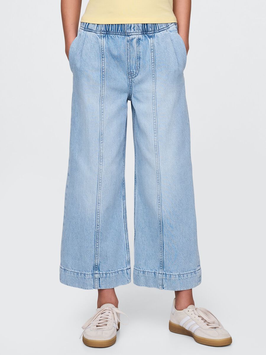 Wide-Leg Denim Trousers GAP Kids_1