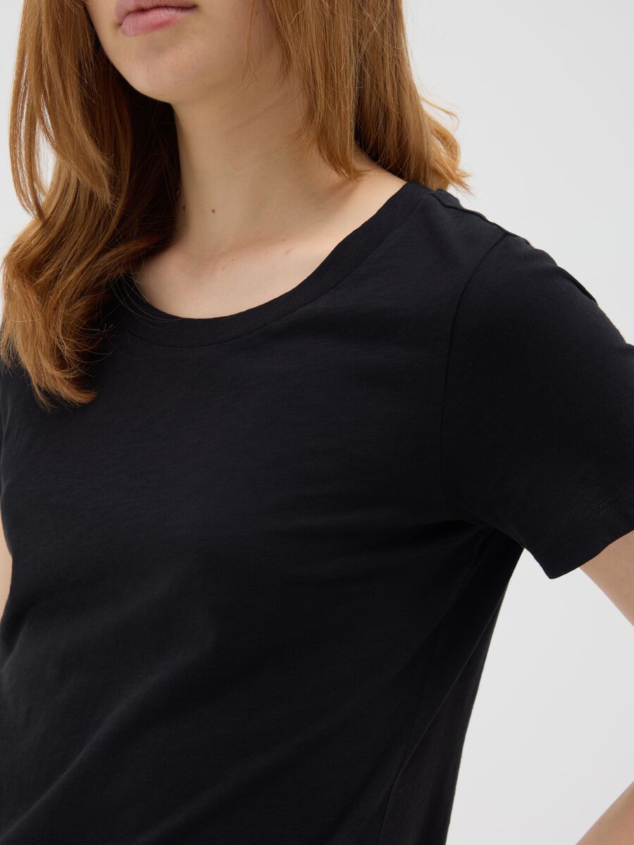 Women's pure cotton black regular fit t-shirt_3