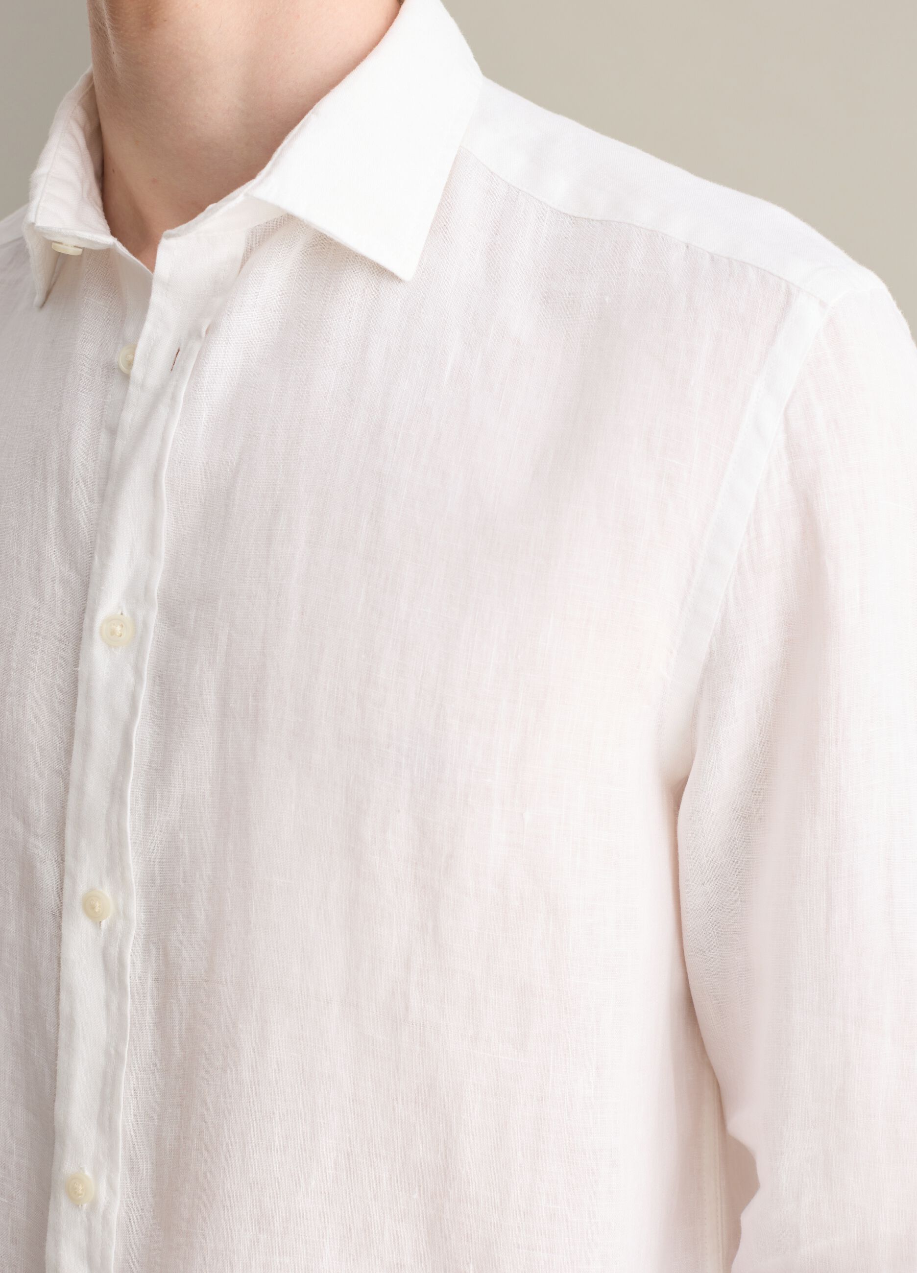 White Pure Linen Shirt Piombo