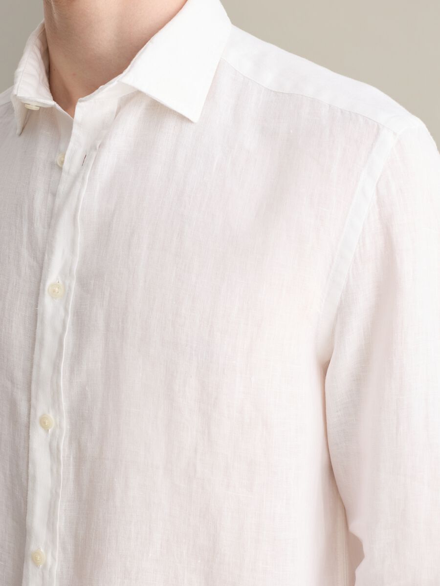 White Pure Linen Shirt Piombo_2