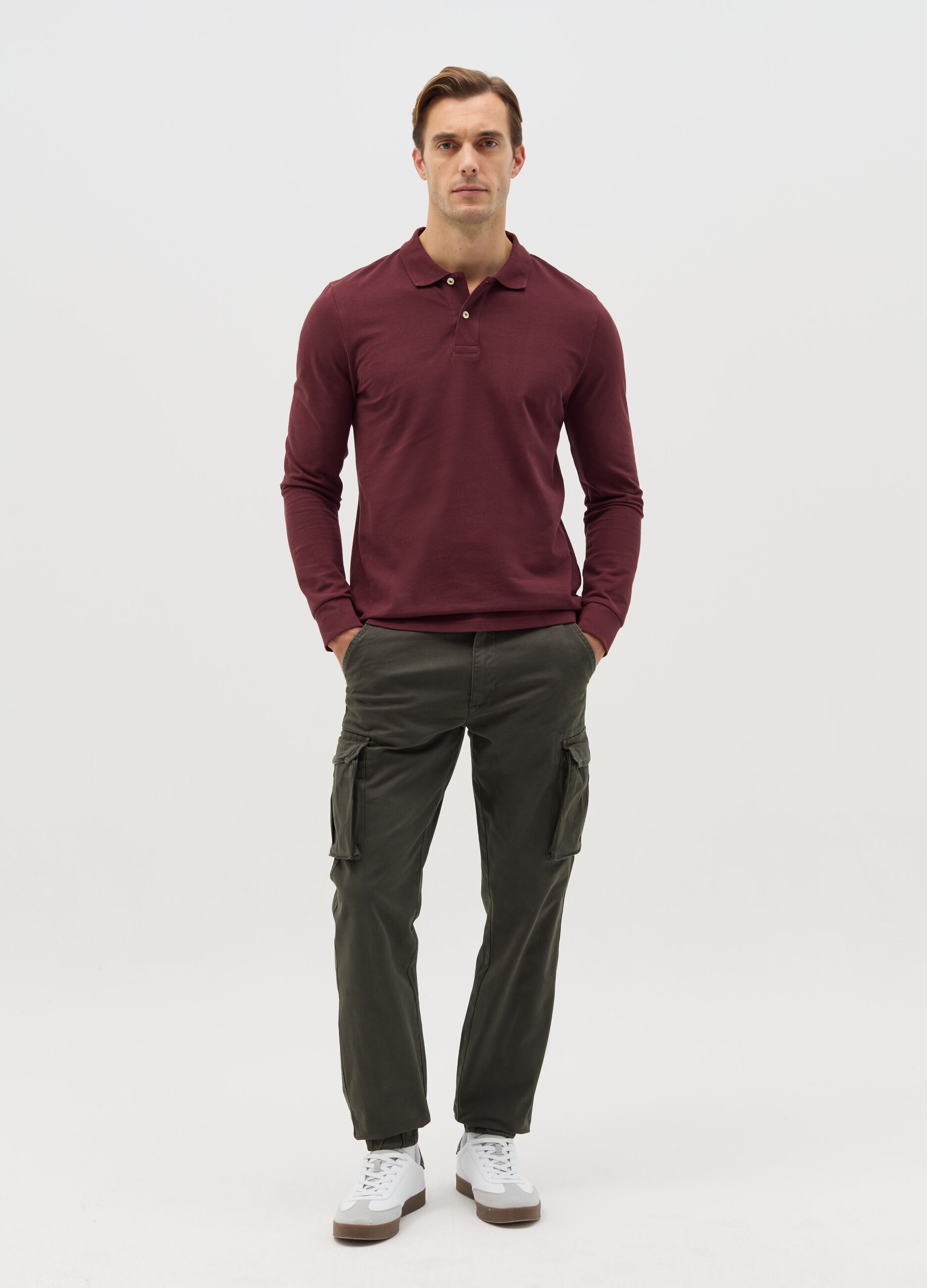 Stretch cotton cargo trousers