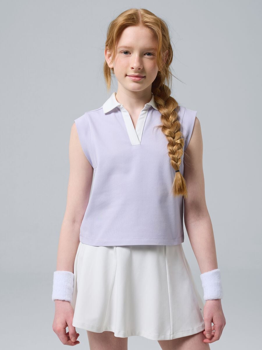 Polo sportiva viola in cotone elasticizzato ALTAVIA COURT_0