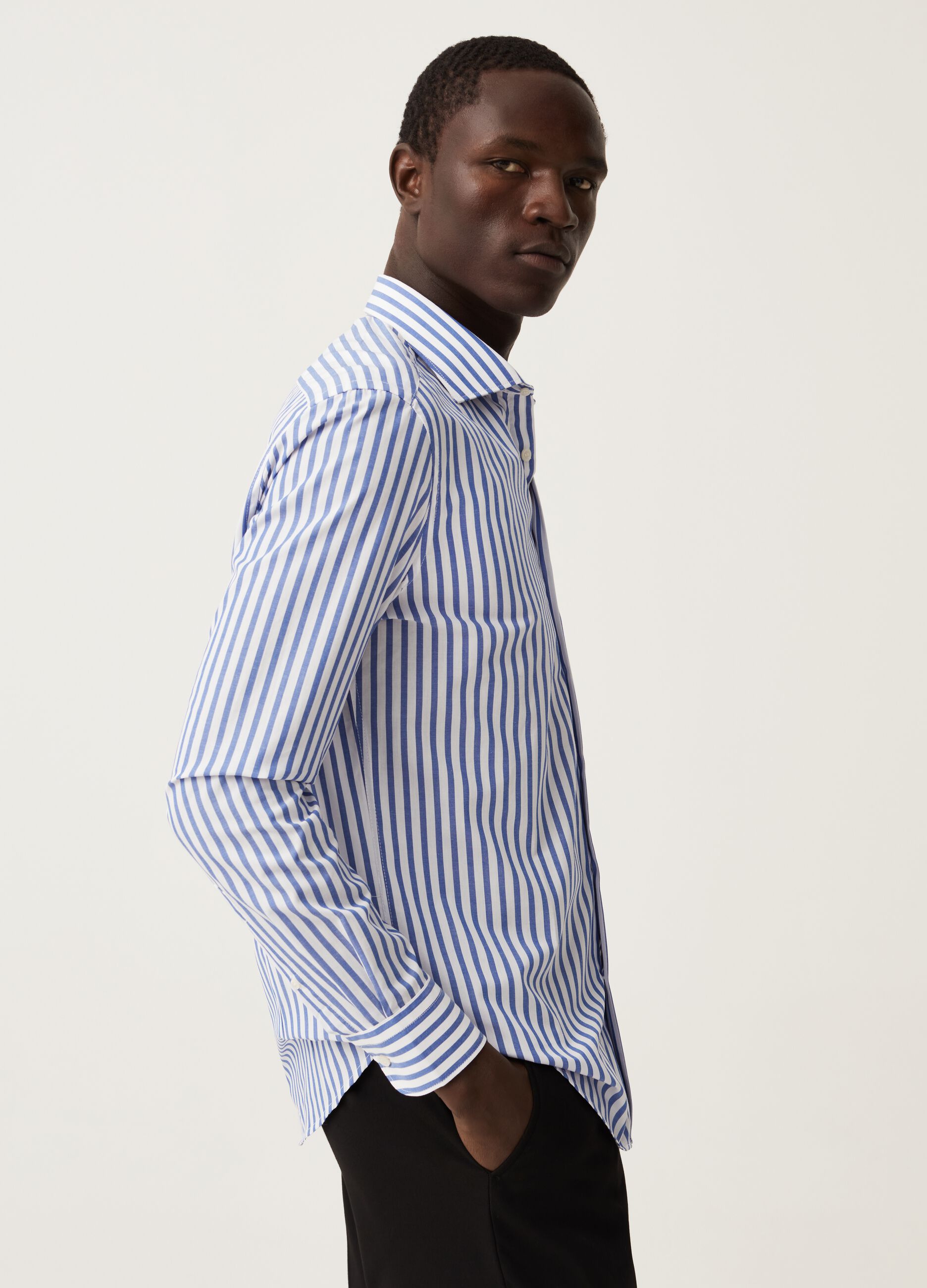 Slim-fit easy-iron striped shirt