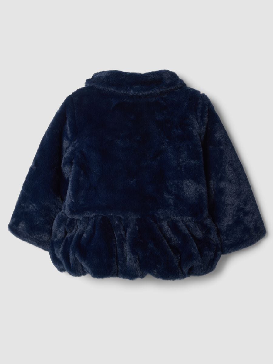 Blue padded teddy-effect jacket with zip_1