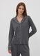 Grey pure viscose pyjamas with V-neck and contrast piping_1