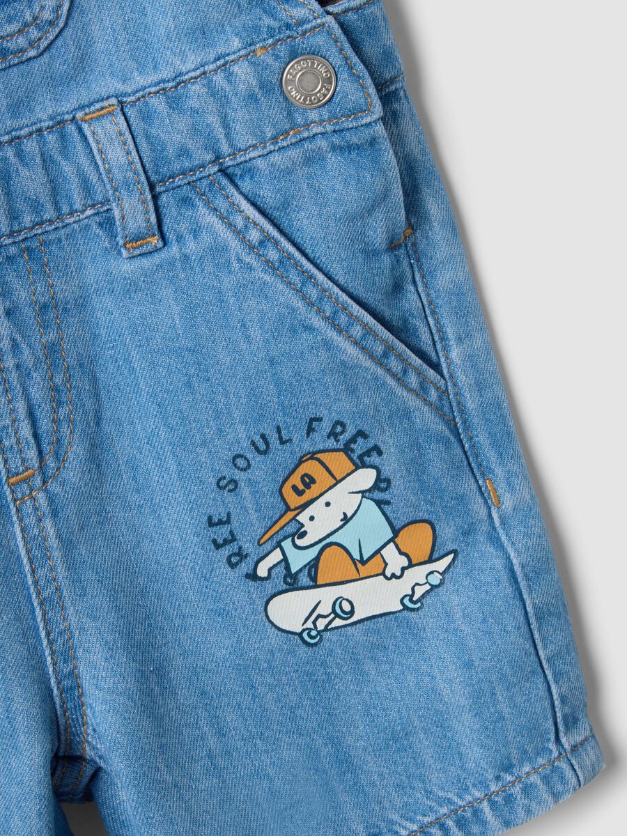 Salopette in puro cotone denim azzurro da bimbo regular fit_2
