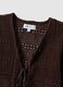 Brown pure cotton regular fit knitted deep V cardigan_5