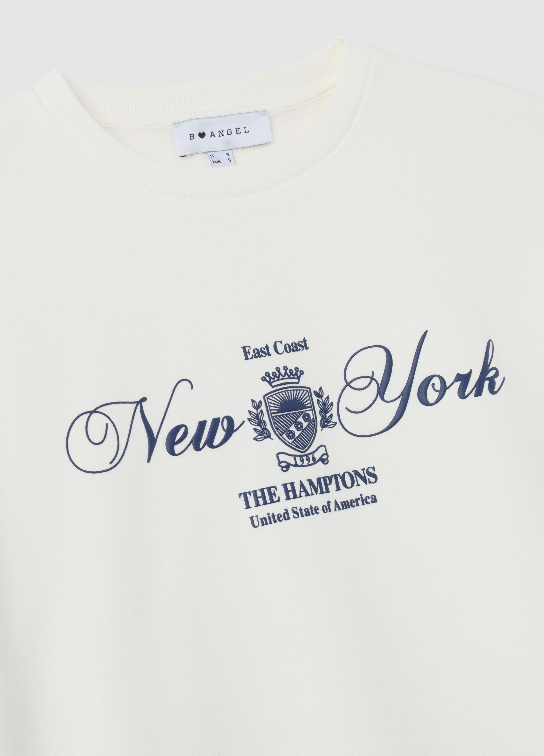 White cotton blend sweatshirt with regular fit