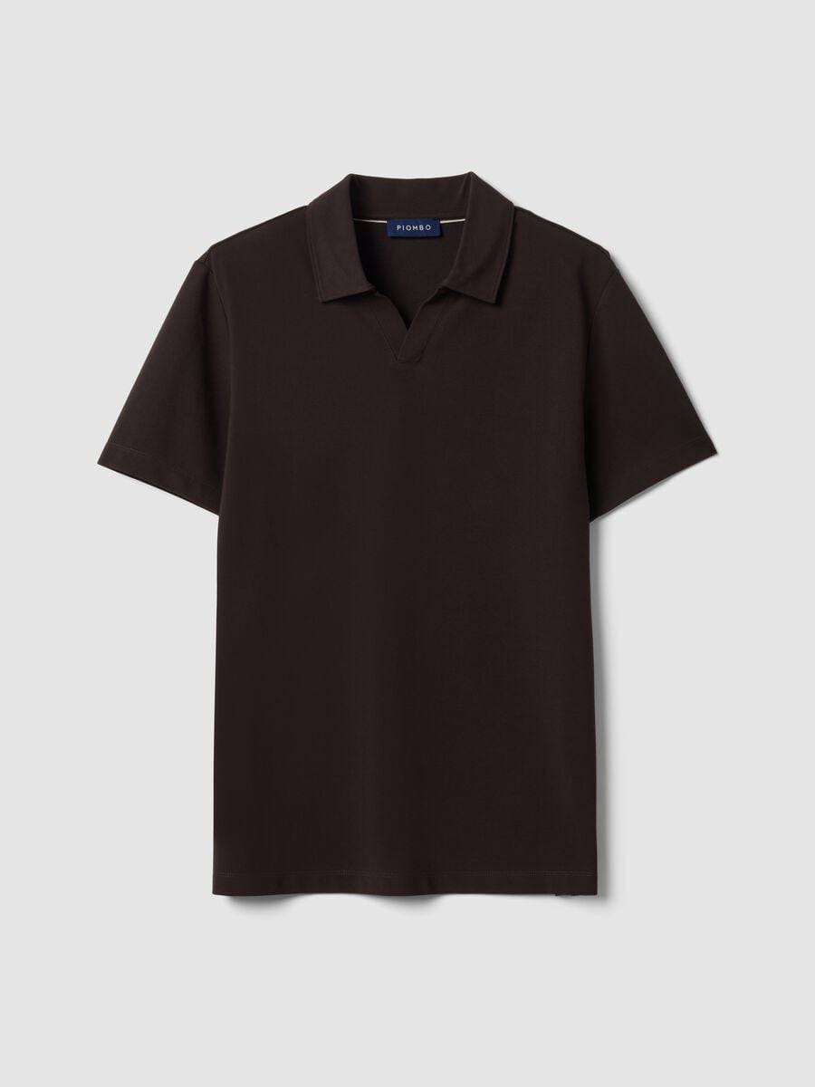 Polo marrone in cotone elasticizzato 2 Way Stretch regular fit_4