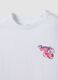 T-shirt bianca in puro cotone con collo a costine e stampa ciliegie_1