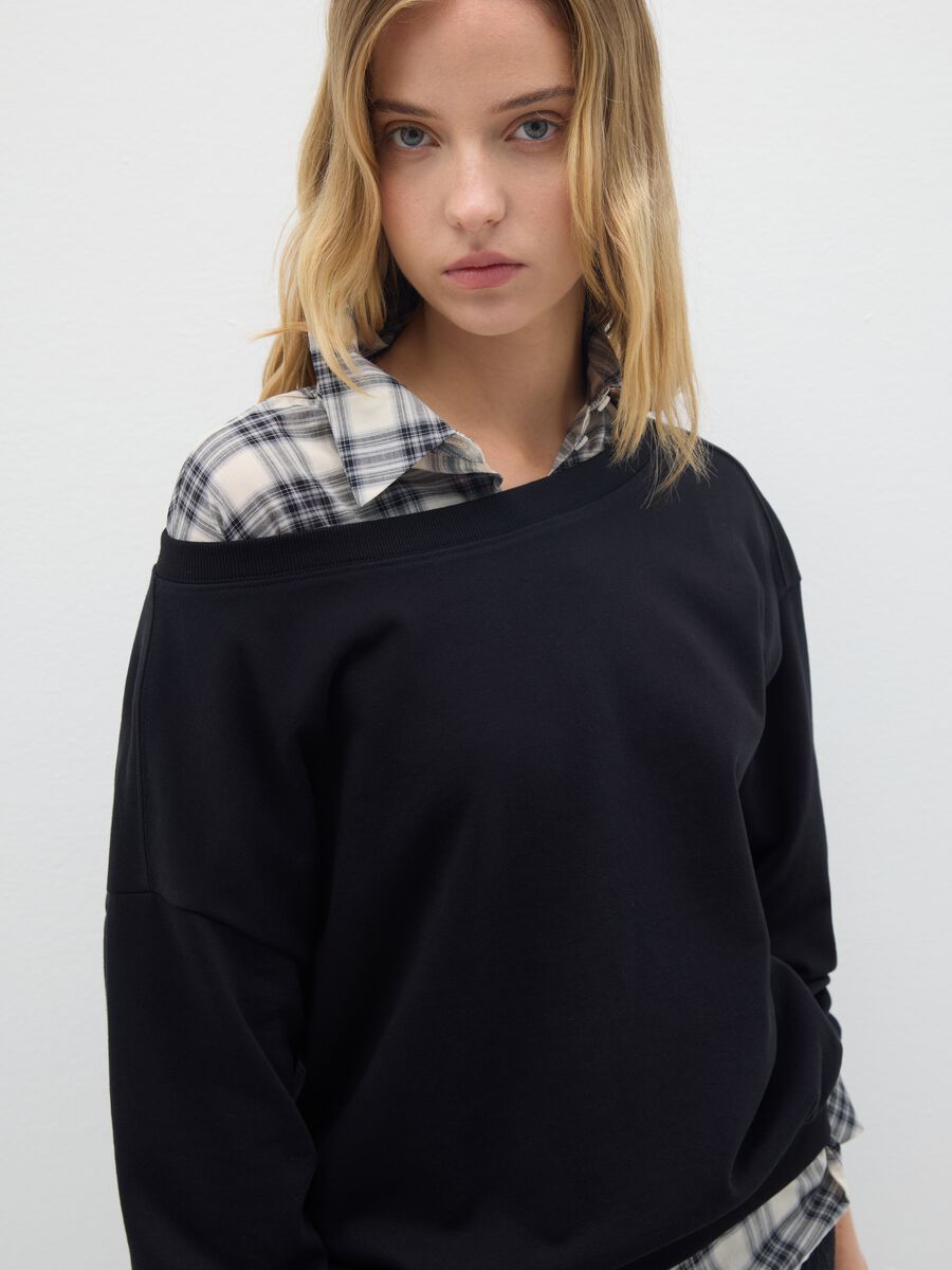 Regular fit black pure cotton sweatshirt_2