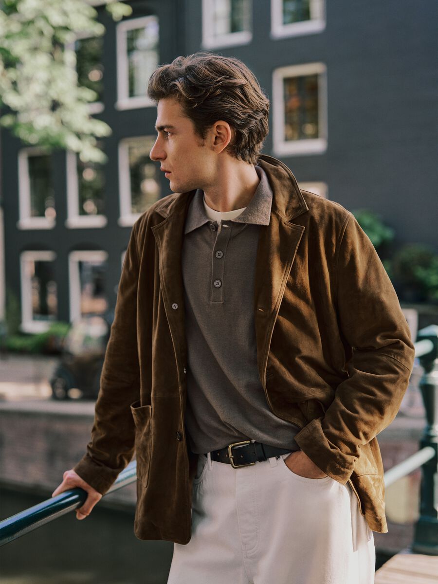 Polo in misto cotone marrone regular fit_0