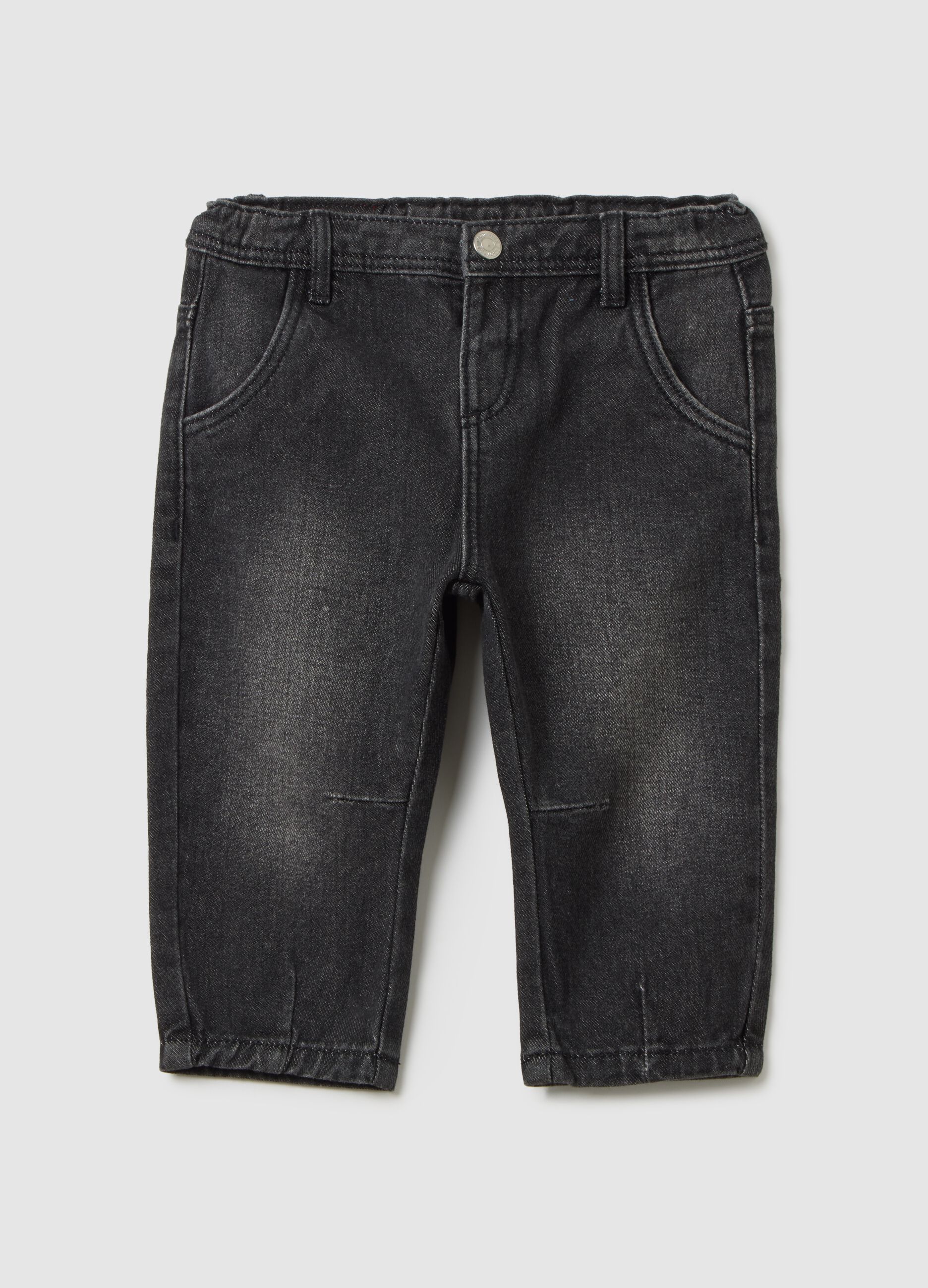 Children's black pure cotton trousers regular fit
