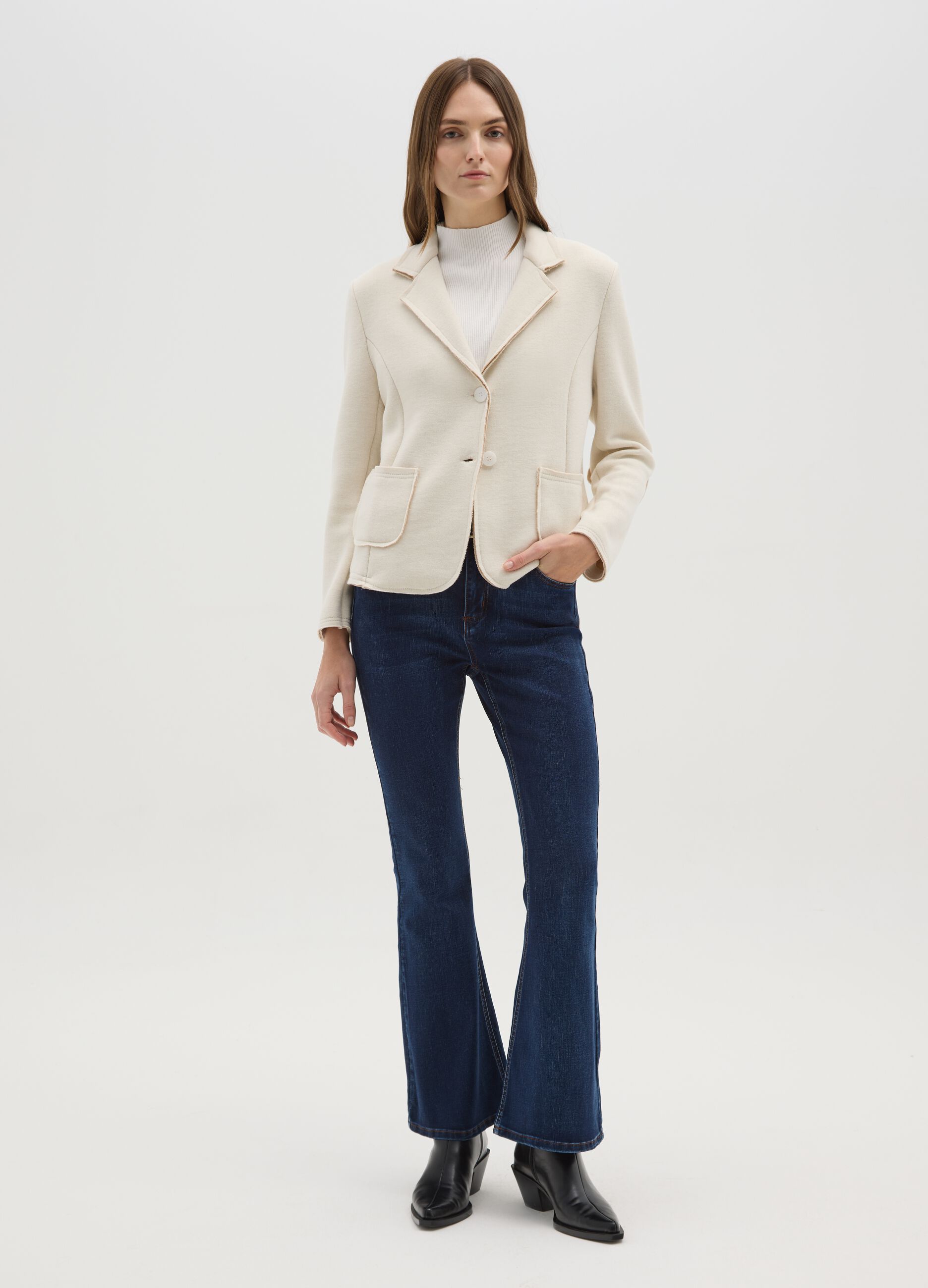 Beige jacket with pockets