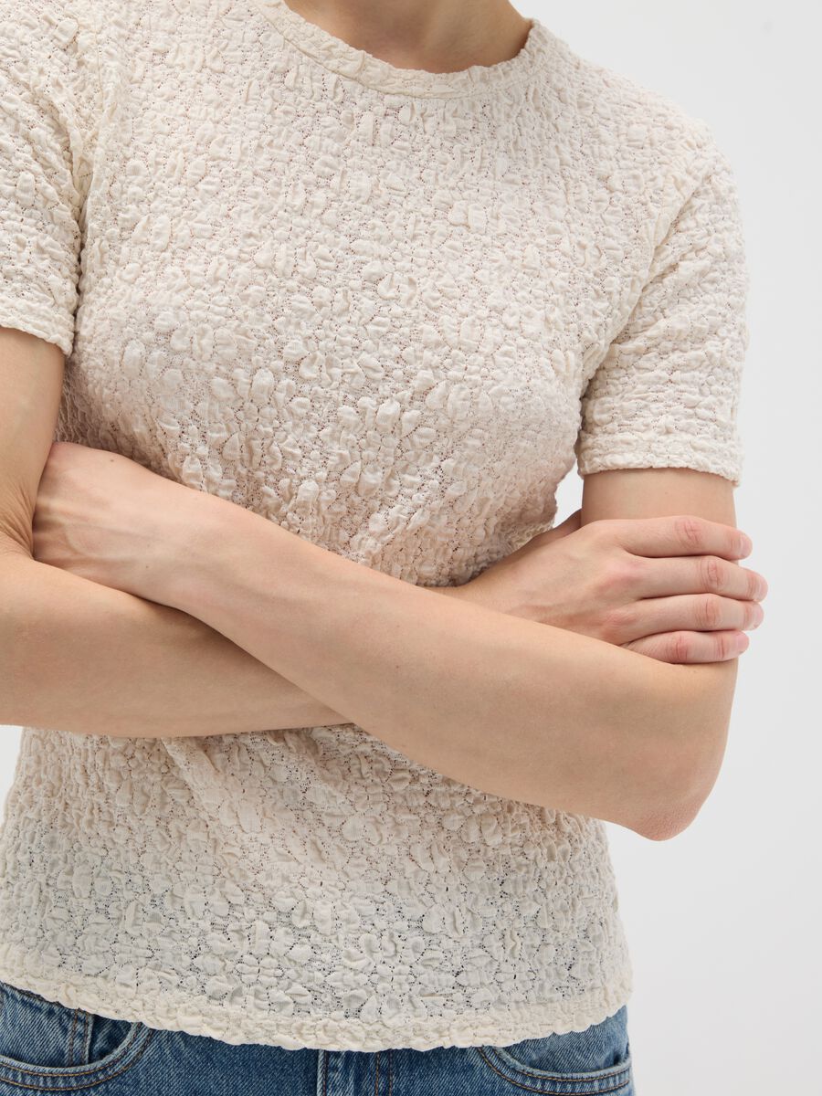 T-shirt in misto cotone beige regular fit_3