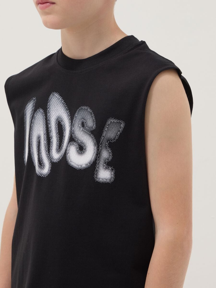 Black pure cotton boys&rsquo; oversized tank top_2