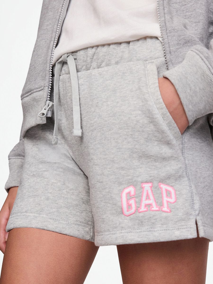 Grey shorts with drawstring and logo patch_3