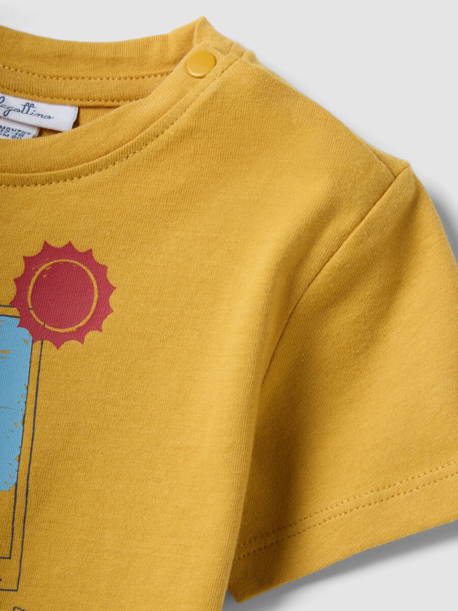 Yellow short-sleeved pure cotton T-shirt_3