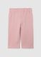 Pink cotton stretch girl trousers with floral embroidery_1