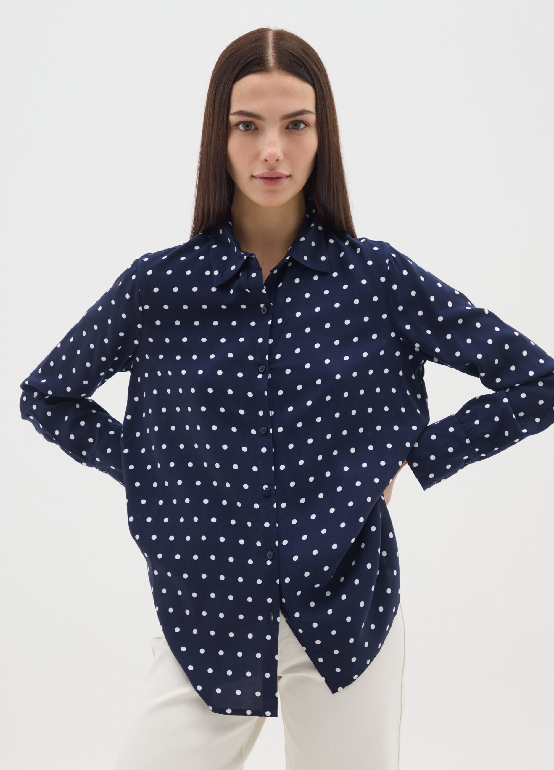 Multicolour polka dot blouse regular fit