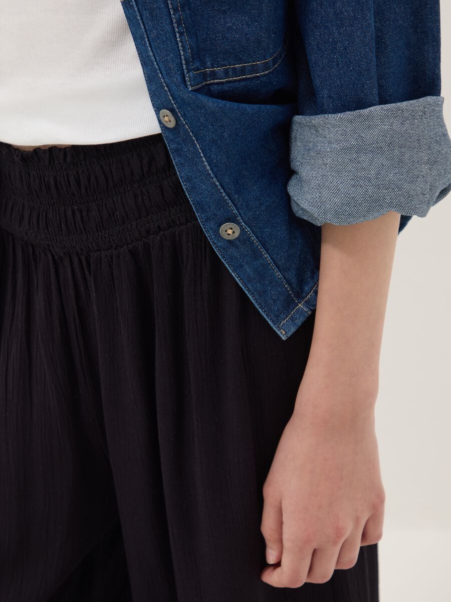 Pantaloni neri in pura viscosa da ragazza wide leg_2