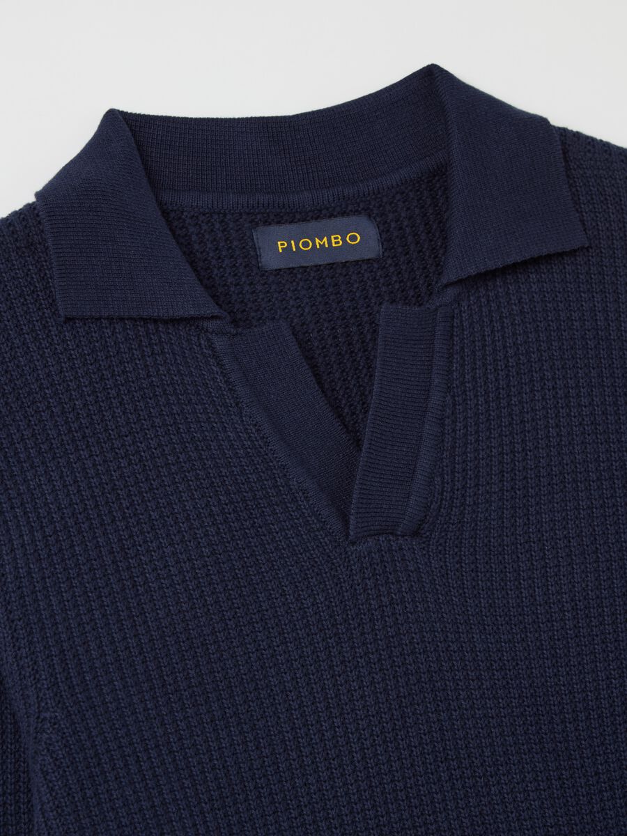 Pullover with polo neck and micro waffle weave_5