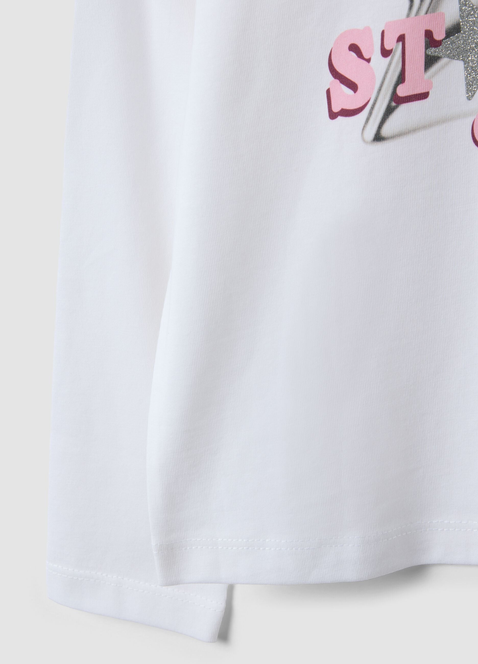 Pink pure organic cotton star-print T-shirt for girls