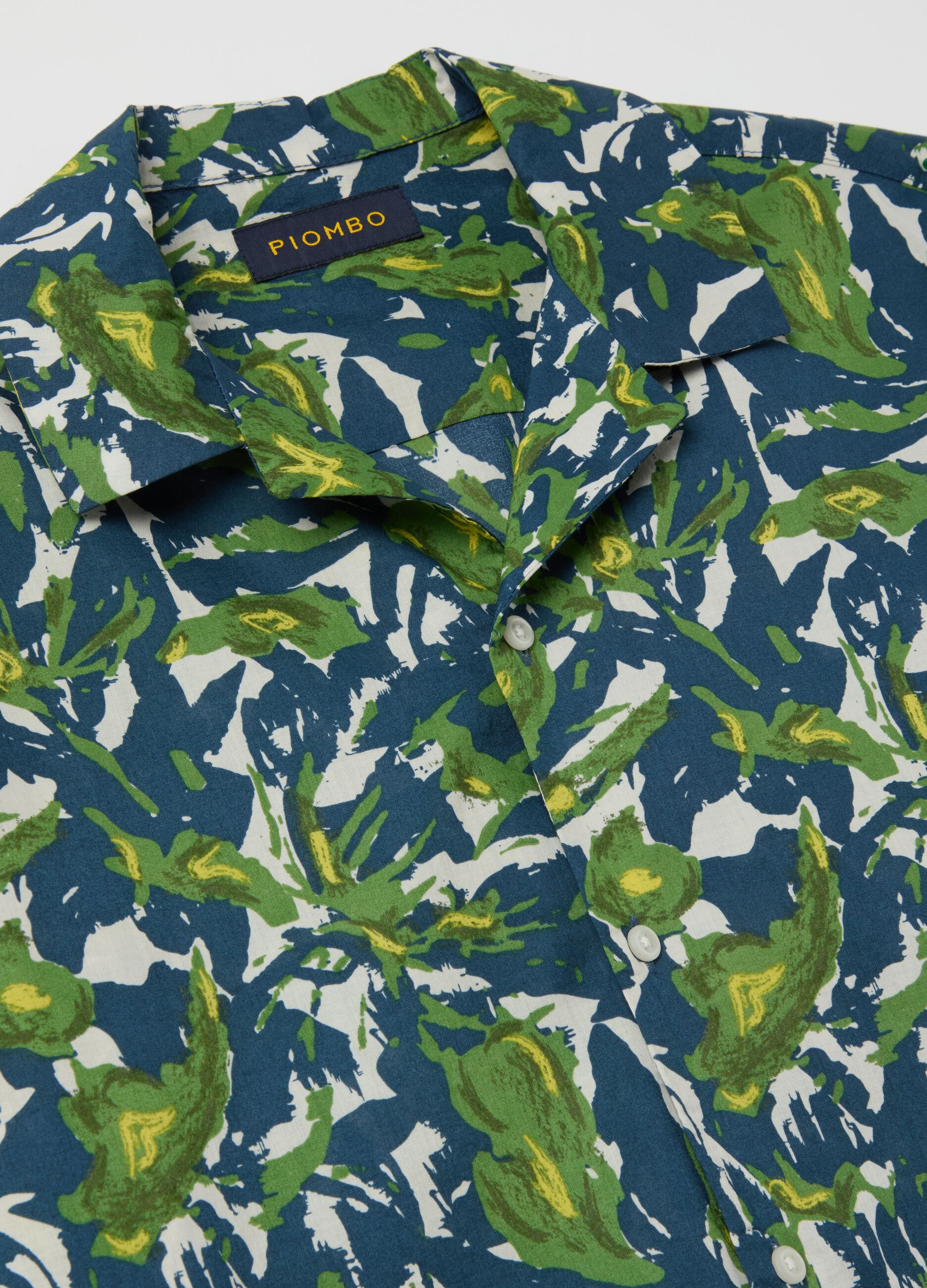 Camicia a maniche corte con stampa botanica