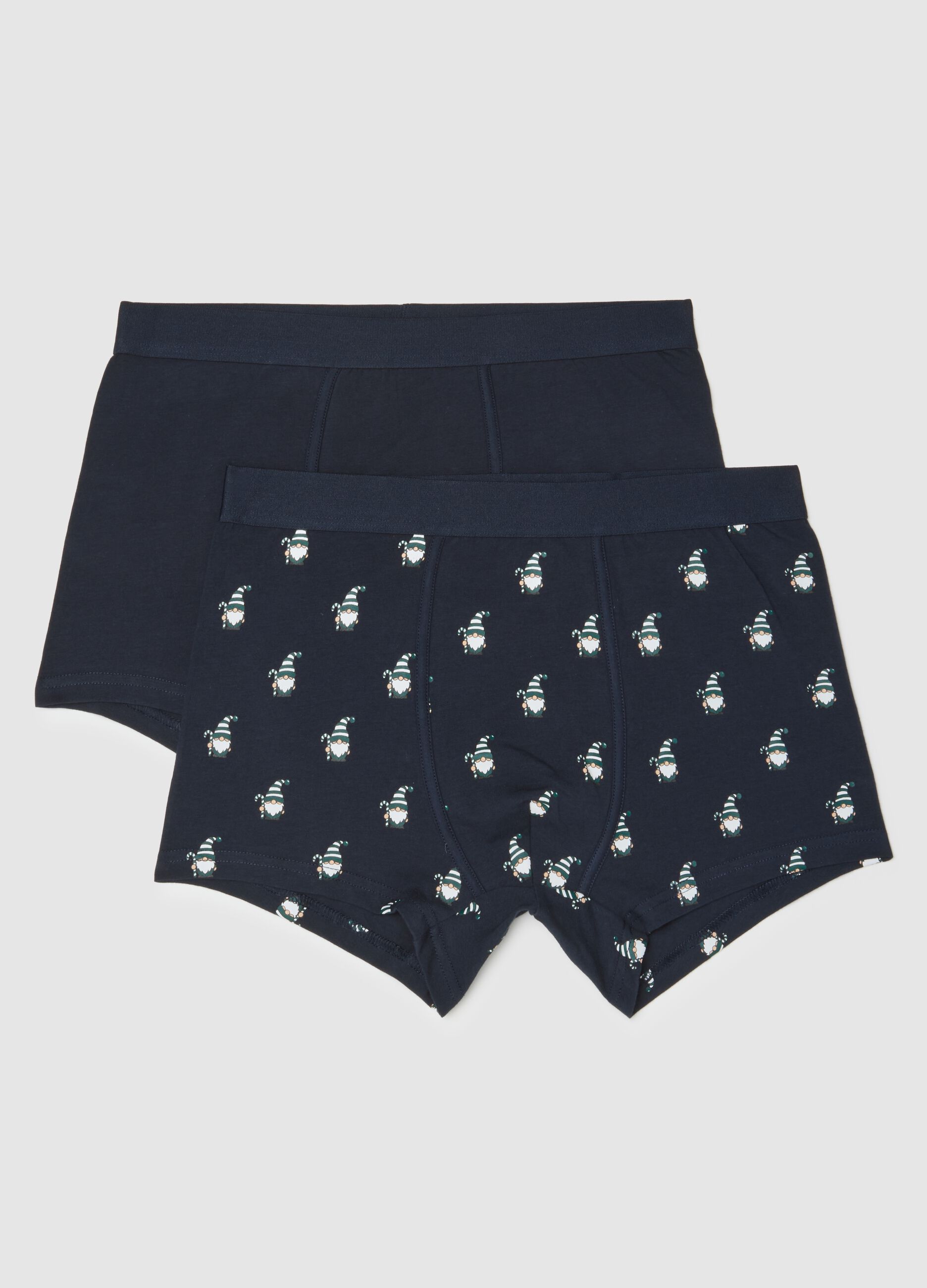 Twin-pack regular fit blue stretch cotton boxers