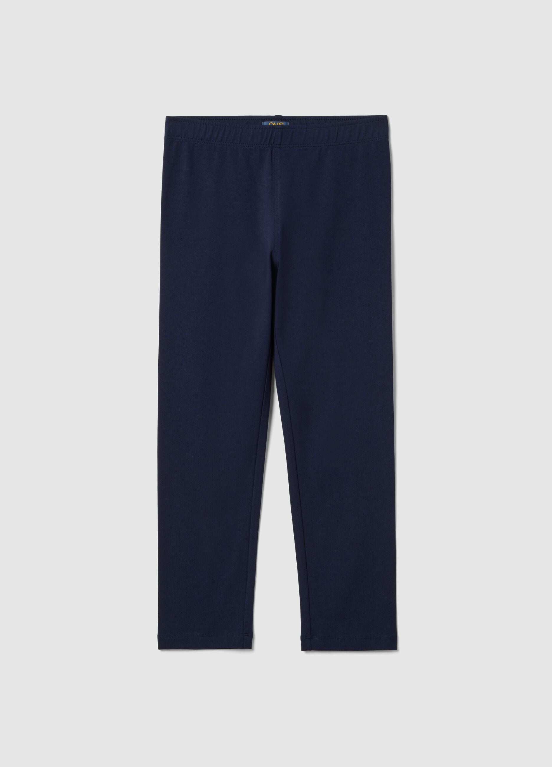 Girls' Blue Cotton Blend Skinny Leggings