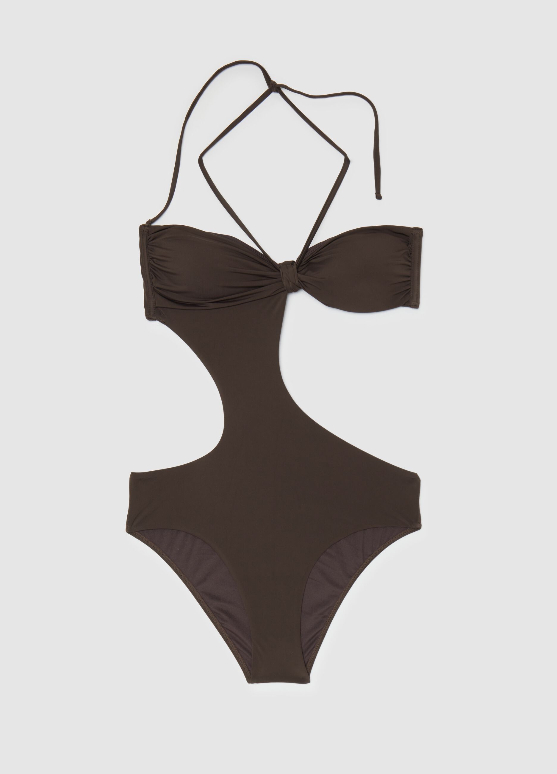 Costume intero da donna in tessuto elasticizzato marrone