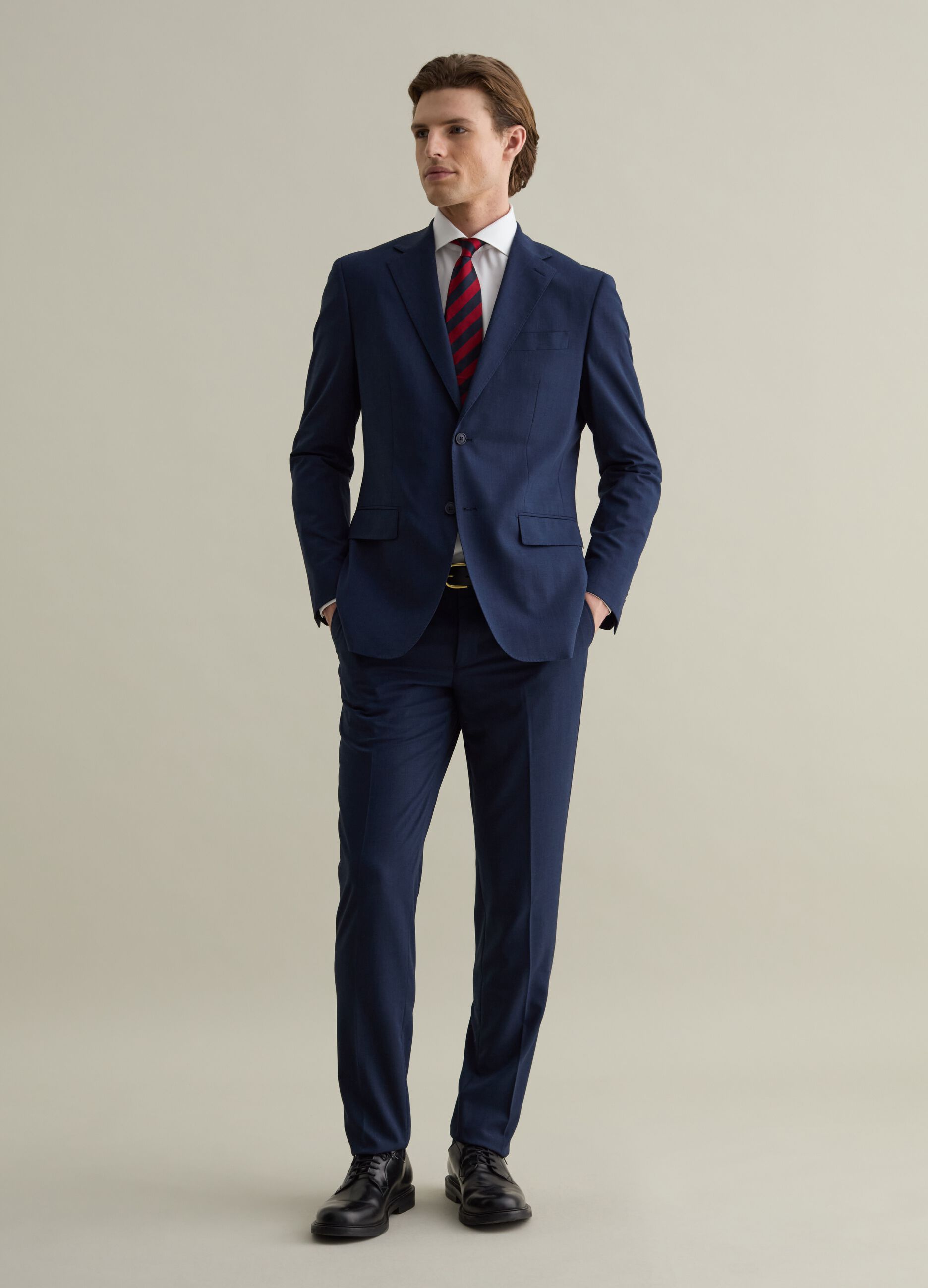 Slim-fit trousers with micro weave