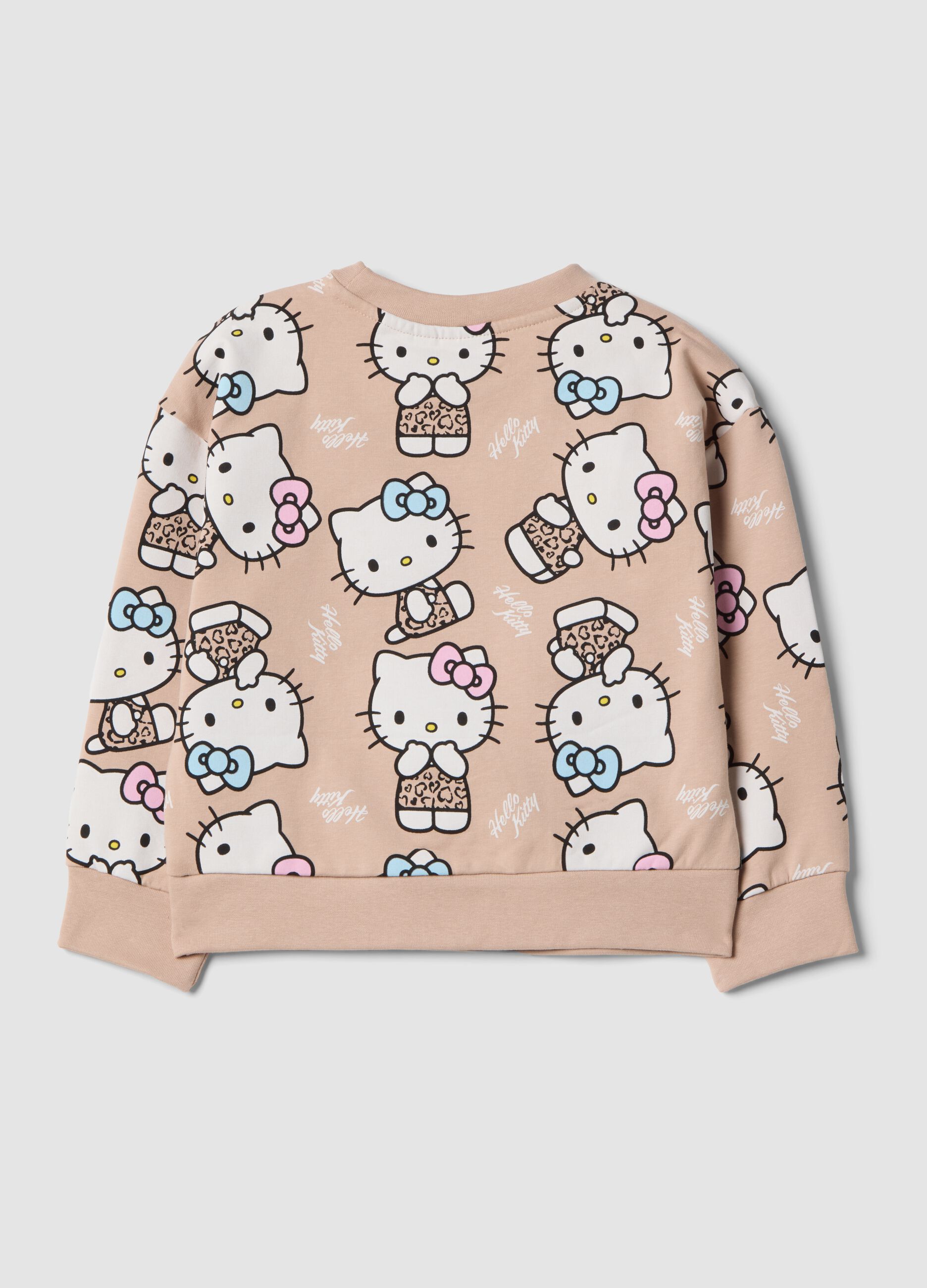 Felpa rosa in cotone elasticizzato con fantasia Hello Kitty per bambina