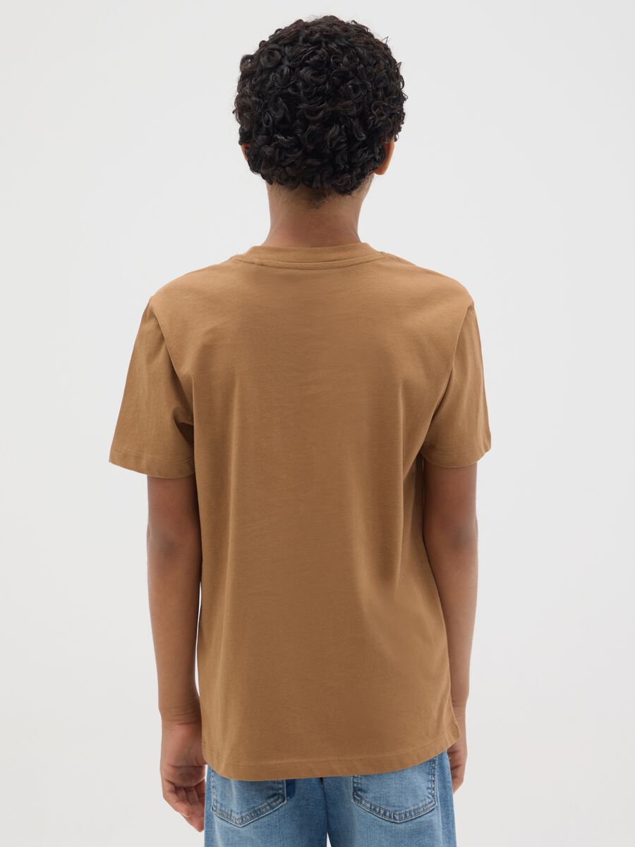 T-shirt da ragazzo in puro cotone marrone regular fit_1