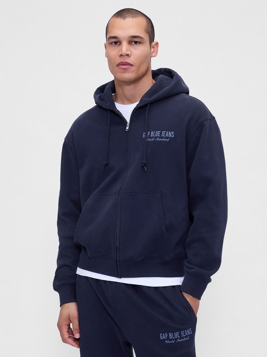 Blue Hoodie with Zip_0