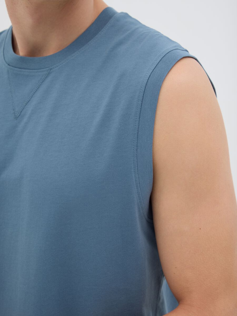 Men's blue pure cotton regular fit vest_2