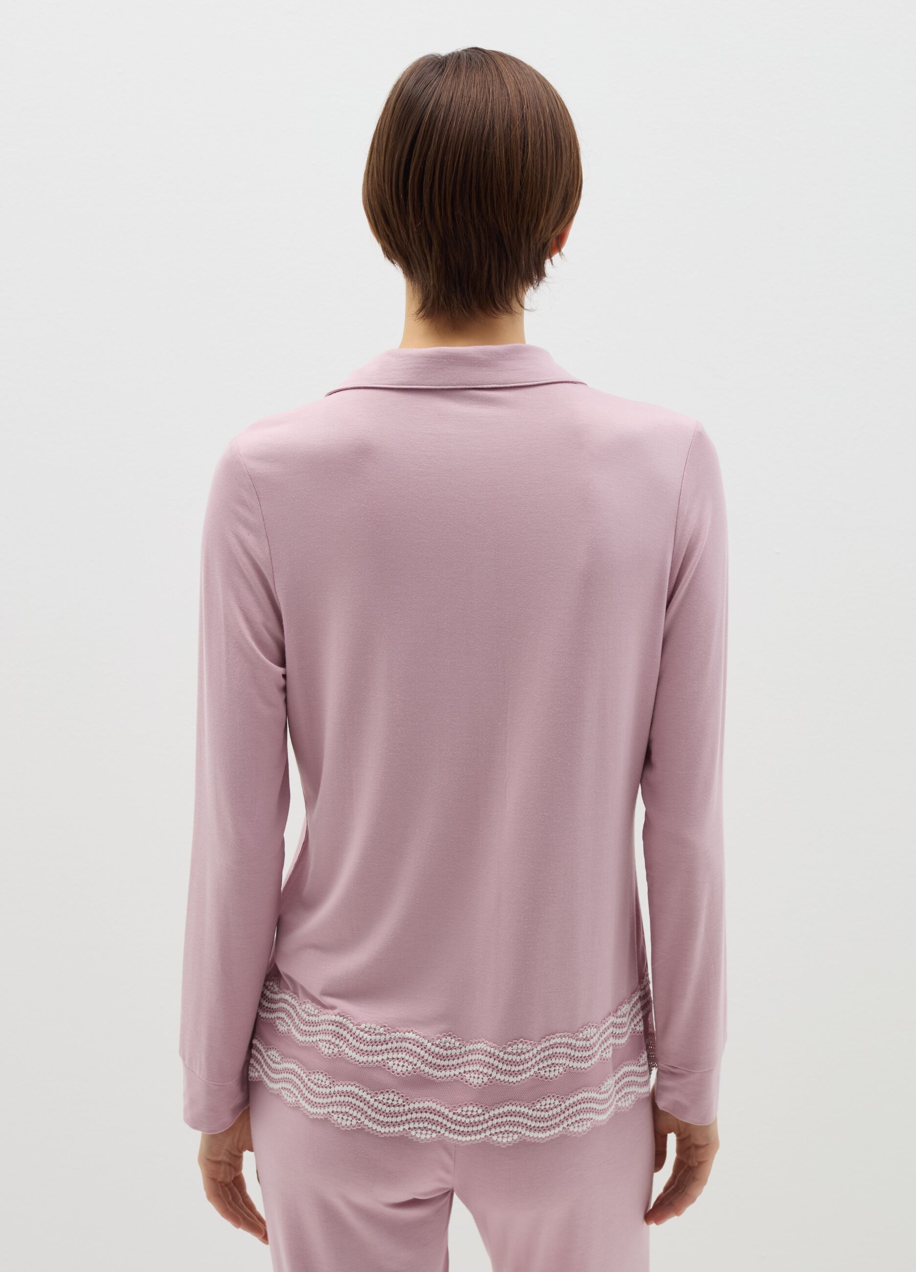Modal pyjama top with contrasting details