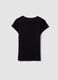 T-shirt nera in puro cotone a girocollo con scritta_5