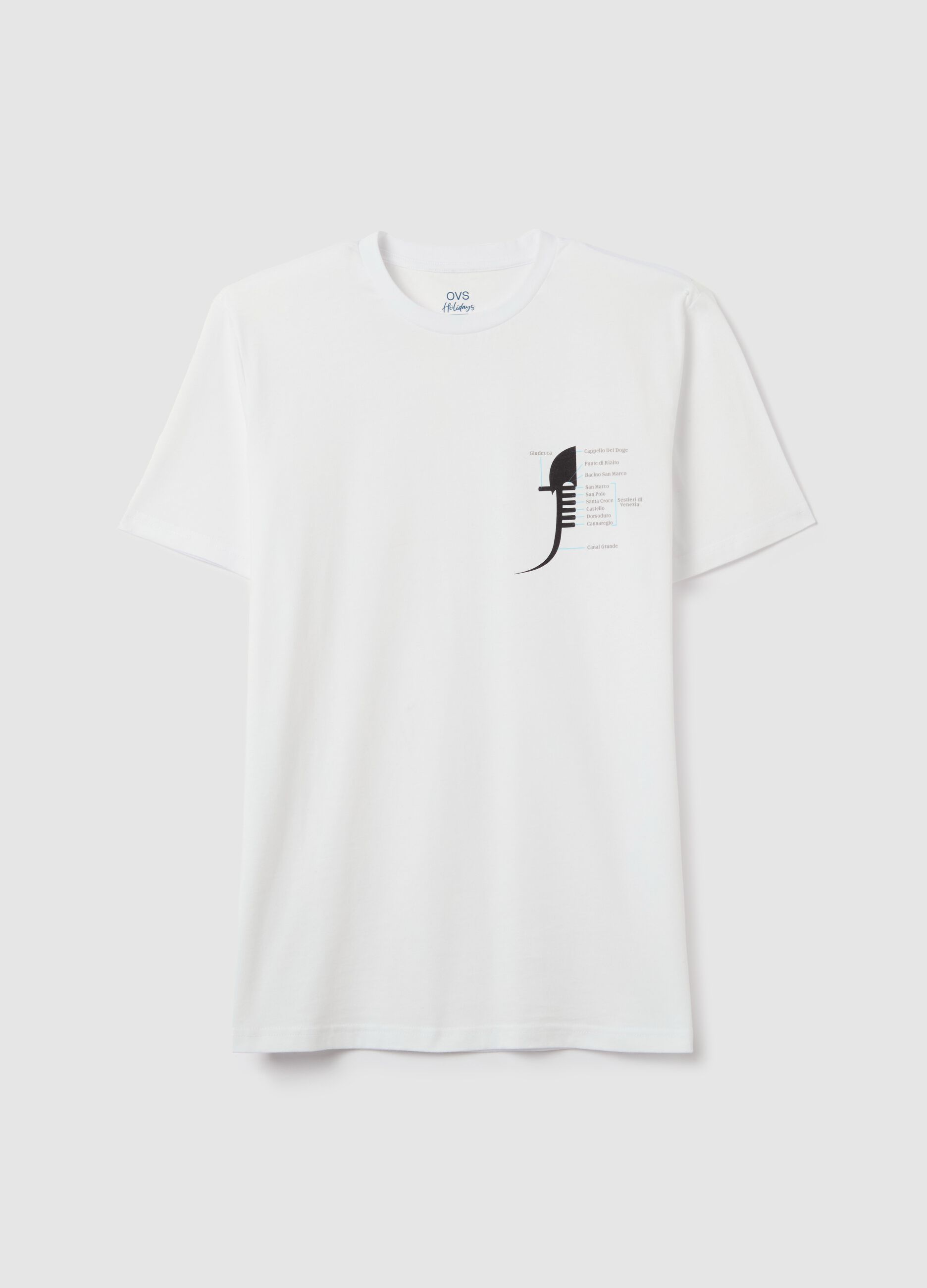 Cotton T-shirt with gondola prow head print