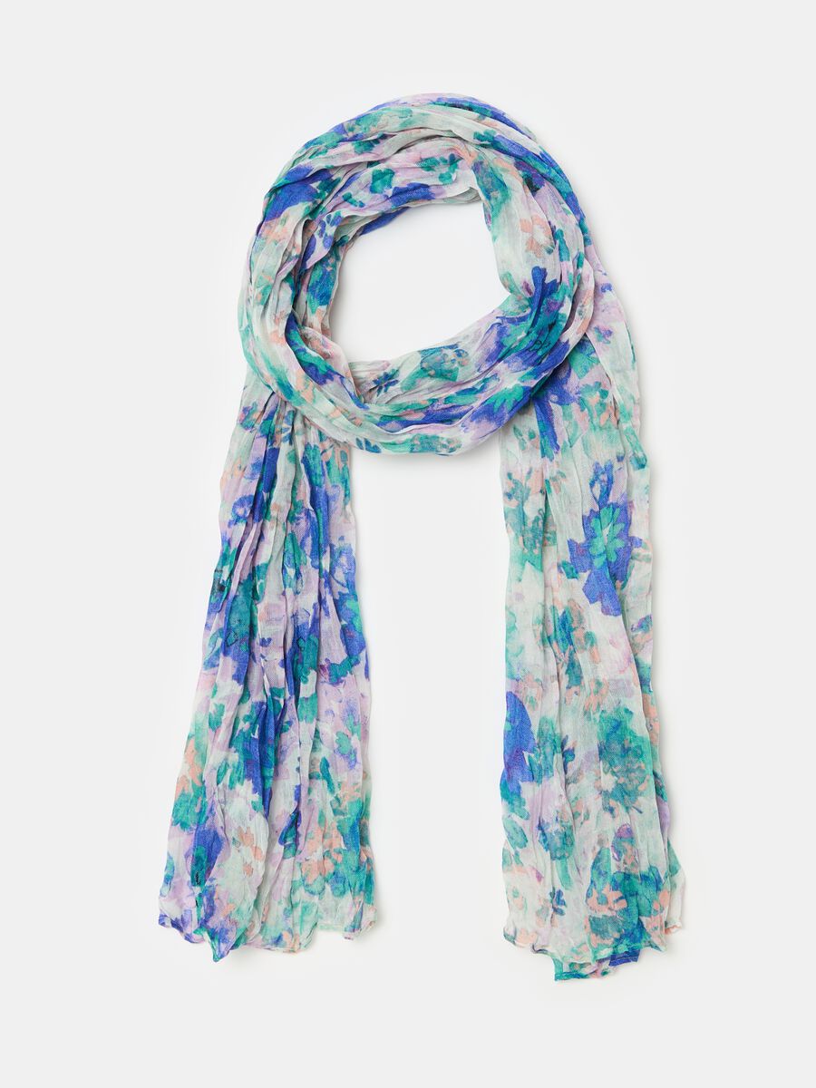 Crinkle-effect scarf with all-over print_0