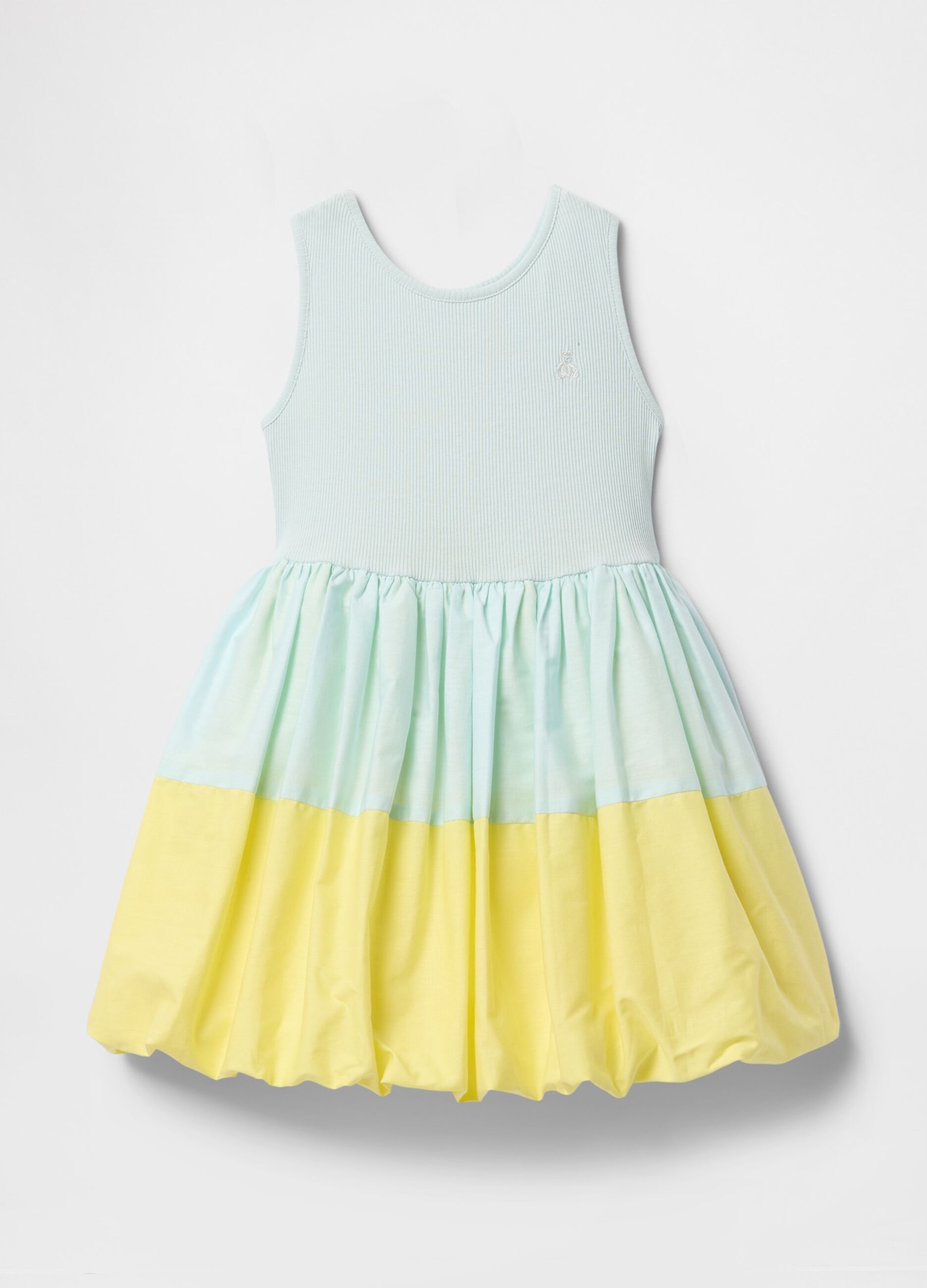 Two-tone green and yellow summer dress for girls