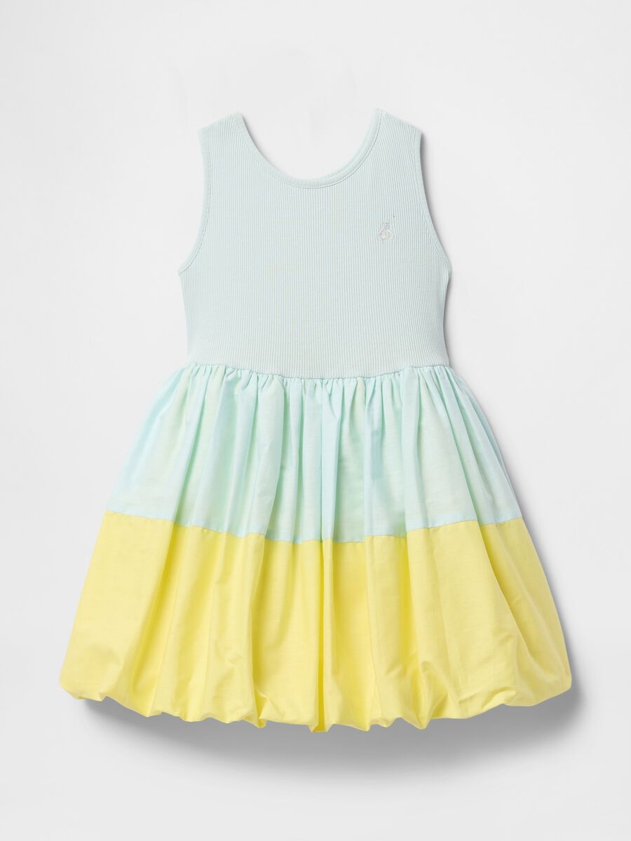 Two-tone green and yellow summer dress for girls_2