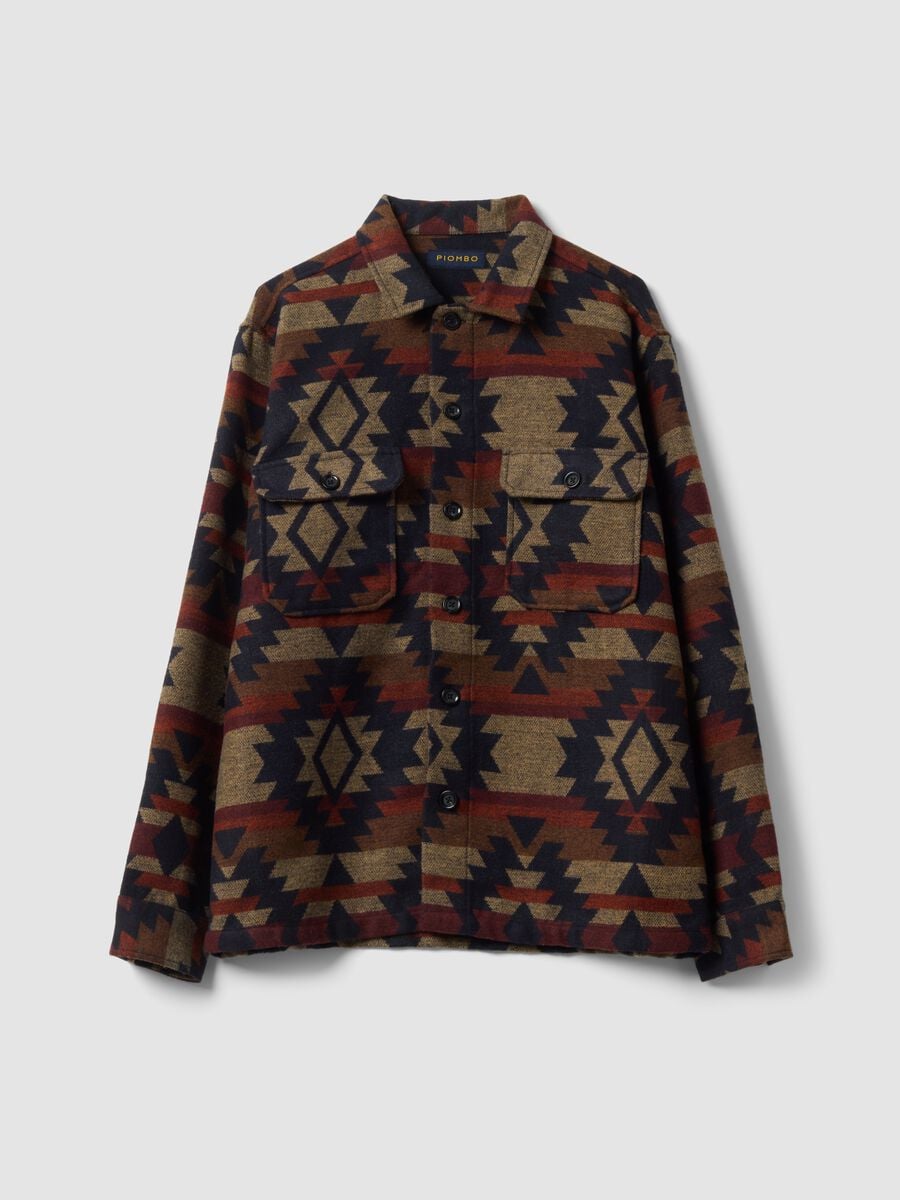 Shacket multicolor bowling over fit con fantasia geometrica_4