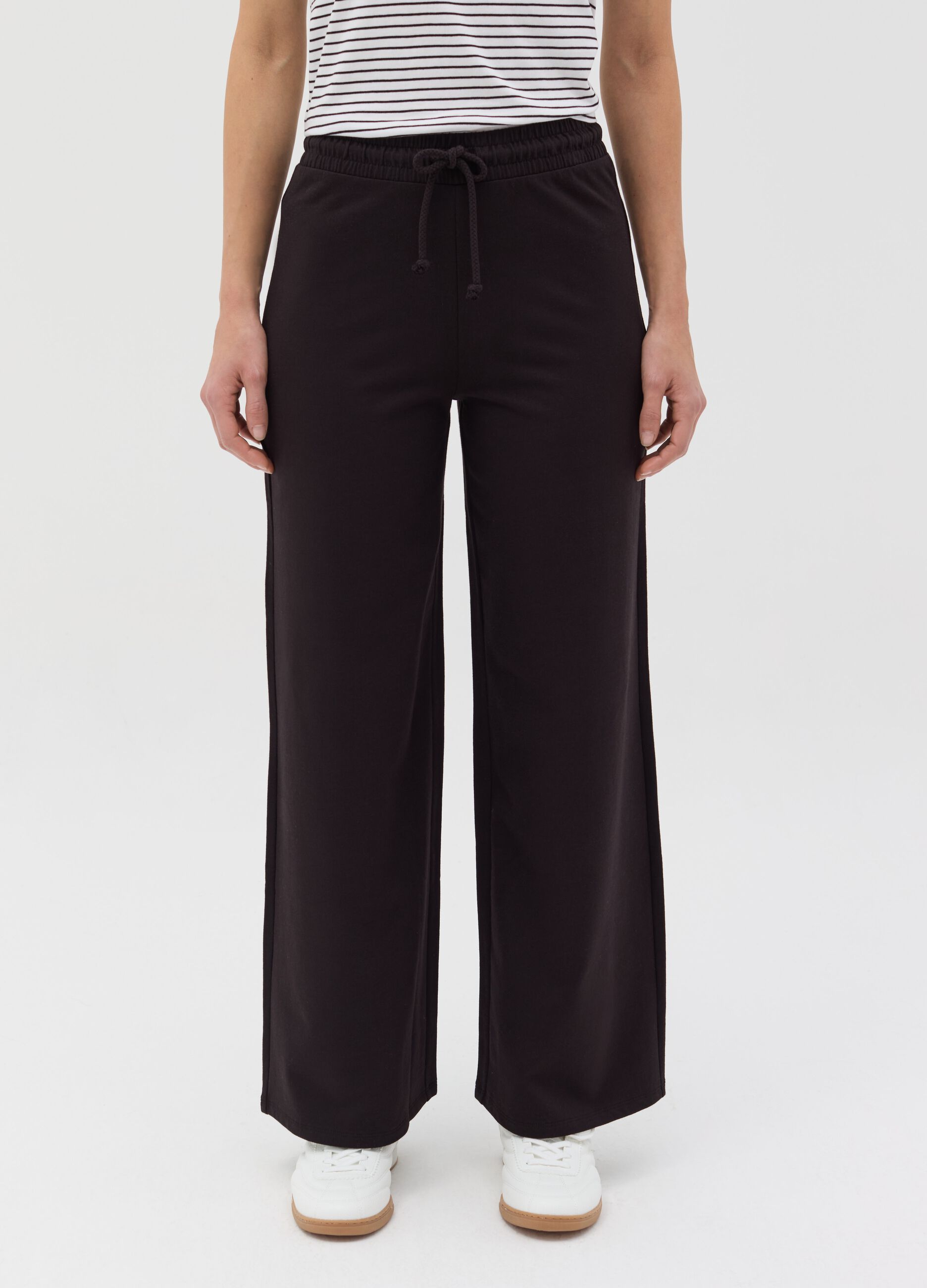 Wide-leg joggers in fleece