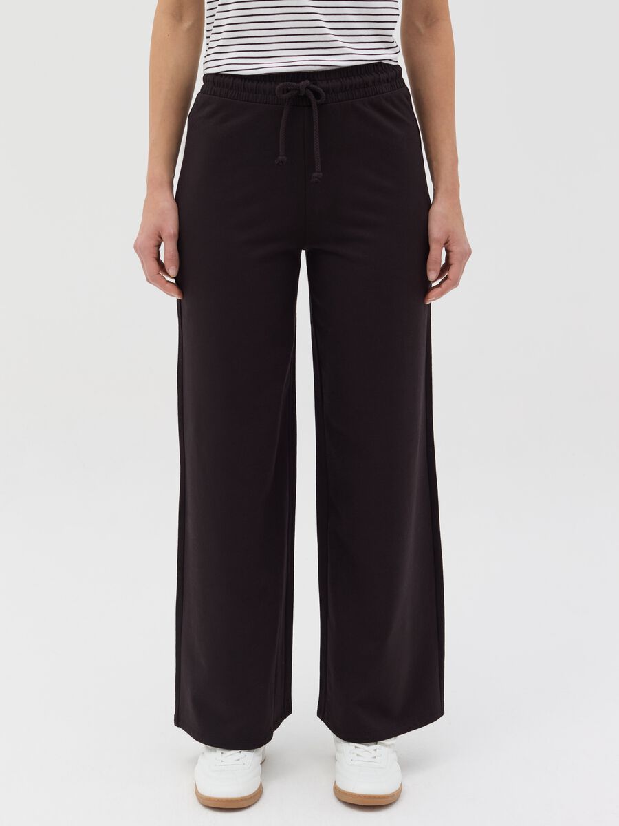 Wide-leg joggers in fleece_1
