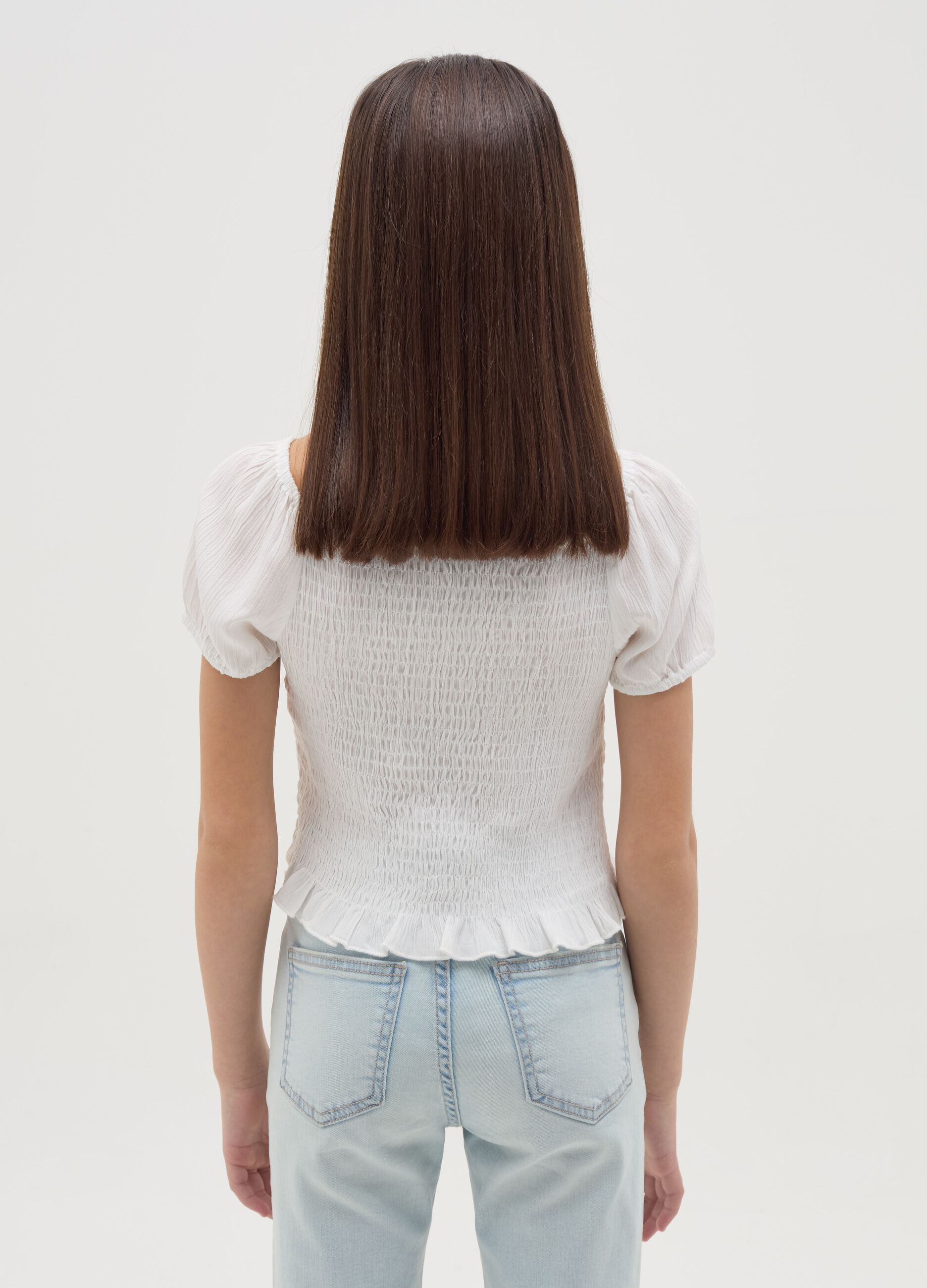 Crêpe blouse with shirring