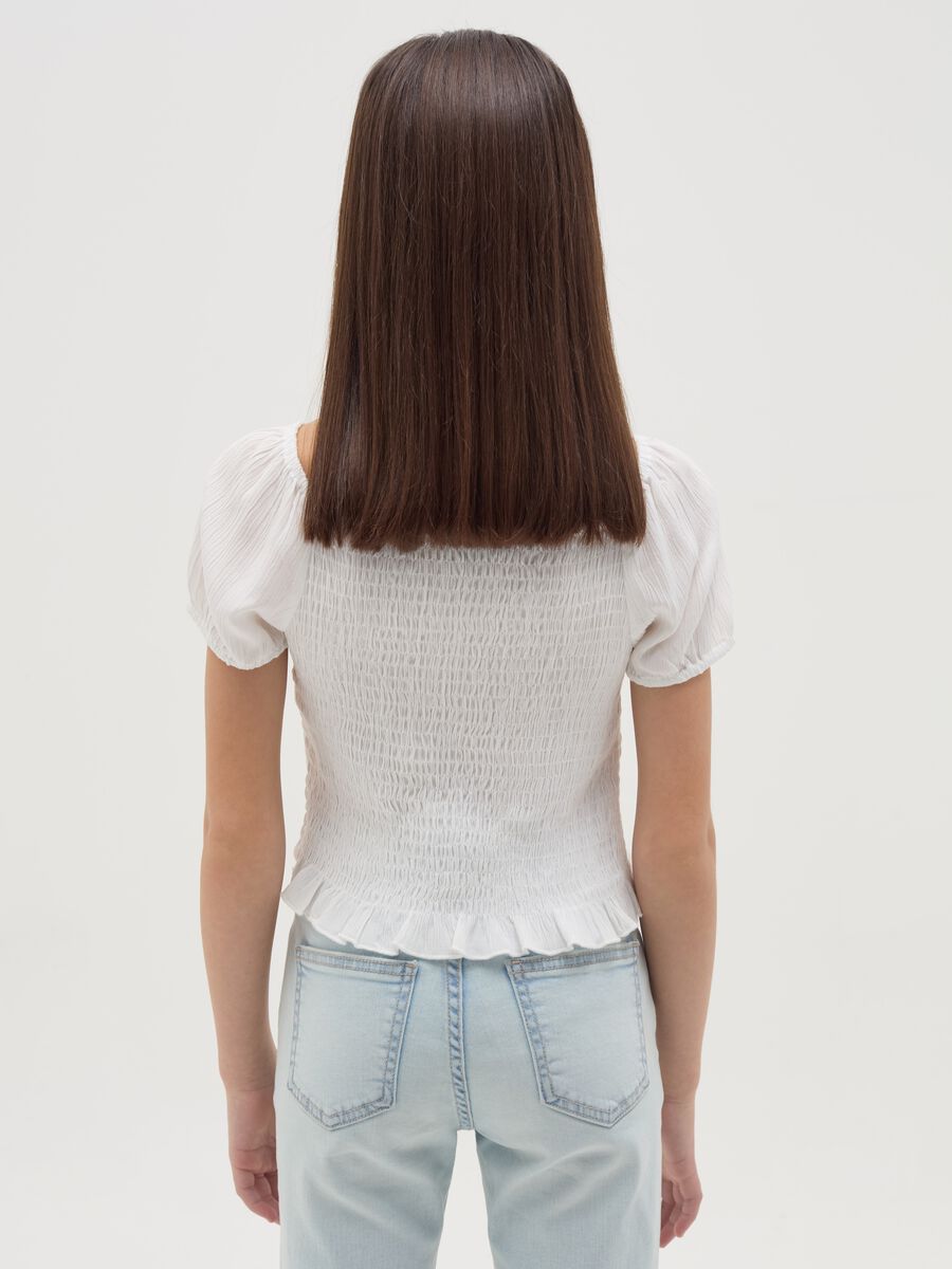 Crêpe blouse with shirring_1