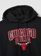 Black cotton blend hoodie with Chicago Bulls print_5