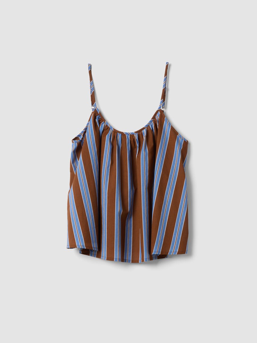 Brown striped pure cotton top_0